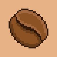 Classic pixel art coffee bean icon. Rendered in a simple 8-bit style, this single roasted bean features rich brown tones. vector