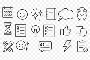 Minimalist Line Art Icons Productivity, Planning, and Daily Routine Set vector