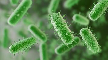 Green bacteria on a dark background, microscopically sharpened. 4 photo