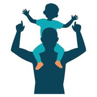 Father and Child Bonded Relationship Silhouette vector