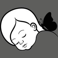 Sleeping Child with Butterfly Minimalist Design vector