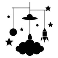 Nursery Mobile with Rocket Cloud Stars Planets vector