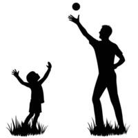 Father and Child Playing Ball on White Background vector