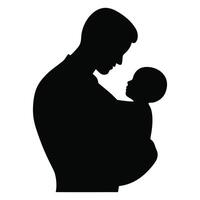 Father Embracing Baby in Loving Silhouette Design vector