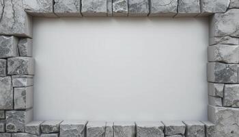 Grey Stone Frame Encloses Blank White Space photo