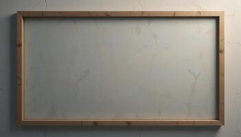 Empty light beige picture frame against a textured wall. photo