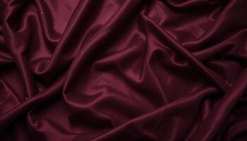 Deep burgundy fabric draped in elegant folds. photo