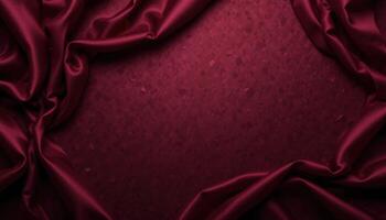 Rich maroon silk fabric draped in a textured frame. photo