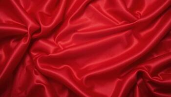 Rich crimson satin fabric draped in luxurious folds. photo