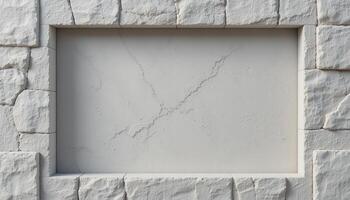 White Stone Wall Frame Empty Center photo