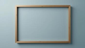 Light-colored wooden picture frame against a muted backdrop. photo