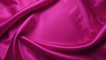 Fuchsia satin fabric with smooth folds. photo