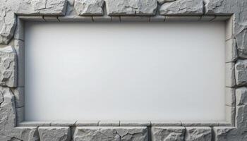 A blank white frame on a stone wall photo