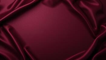 Burgundy silk fabric draped in a symmetrical pattern. photo