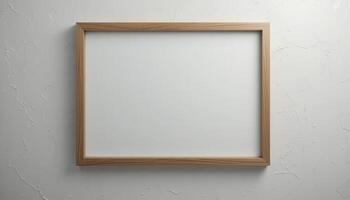 A blank wooden frame hanging on a wall photo