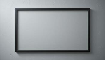 Empty black framed picture on a textured wall. photo