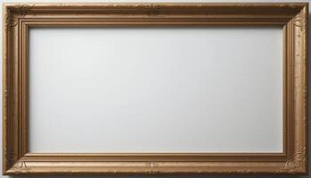Empty gold frame for artwork or display. photo