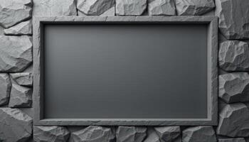 Gray Stone Framed Blank Rectangular Sign photo