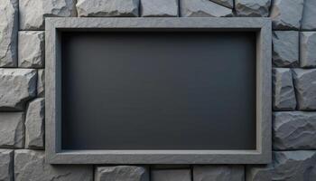 Stone Wall Frame Blank Signboard photo