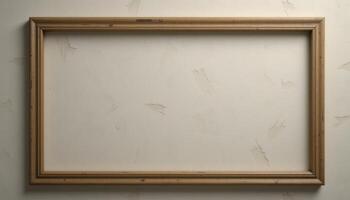 Empty picture frame against a light beige wall. photo