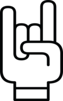 Hand in rock and roll sign, a symbol for music, rebellion, and enthusiasm, simple line art for concerts, events, and designs, high resolution available. png