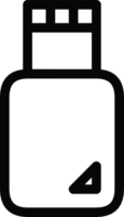 Simple outline of a USB drive icon, a common symbol for data storage, file transfer, and technology, clean line art illustration for digital and computer themes, high resolution available. png