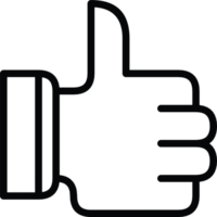 Simple outline of a thumbs up icon, a universal symbol for approval, like, and agreement, clean line art illustration for social media and feedback, high resolution available. png