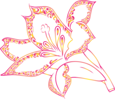 Elegant abstract flower designed in red with flowing and ornamental details, perfect for embellishment and graphic design projects, symbolizing beauty, creativity, and modern decorative art. png