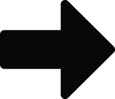 Solid black arrow pointing right, simple and clear direction indicator, versatile for UI design, presentations, and wayfinding, high-resolution available png
