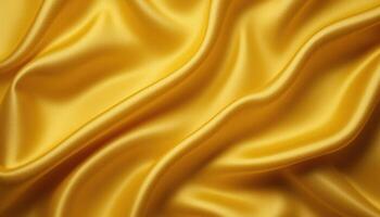 Close-up view of luxurious yellow silk fabric draped in folds. photo