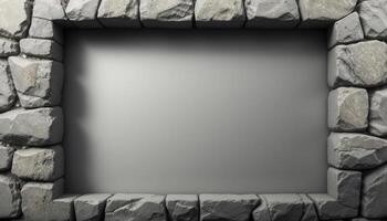 Stone Frame Enclosing Blank Gray Surface photo