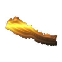 Nepal map with bronze texture on a transparent background png