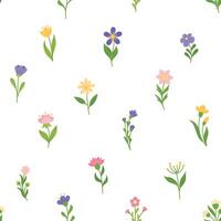 Pattern with spring flowers on a white background vector