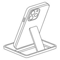 Smartphone in Foldable Stand Isometric Line Art vector