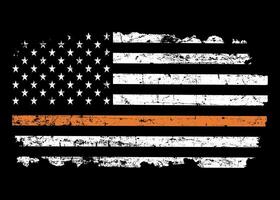 Grunge American Flag with an Orange Line, Powerful Symbol of Support vector