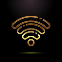 Wifi icon design, internet connection icon, wireless and wifi sign in gold color style vector