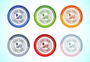 High fiber food icon design. High fiber label 6 color button design set vector