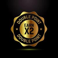 Earn x2 double point icon design illustration. Earn x2 symbol in gold color style vector
