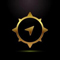 Compass icon, Navigation sign symbol in gold color style vector