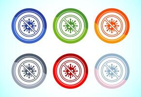 Antibacterial icon design, Hygiene symbol for product packaging, 6 color button design set vector