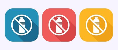 Plastic free icon design illustration, No plastic product symbol in shadow button design vector