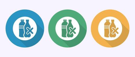 Plastic free icon design, No plastic product sign symbol in shadow button design vector