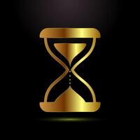 Sand clock icon design. Hourglass symbol, Time measuring sign in gold color style vector