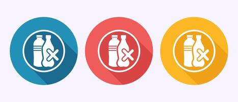 Plastic free icon, No plastic product sign symbol in shadow button design vector