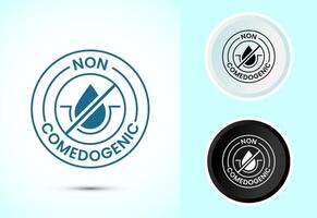 Non comedogenic icon design, non comedogenic label in color black and white vector