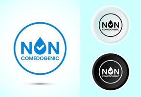 Non comedogenic icon design, non comedogenic label sign in color black and white vector