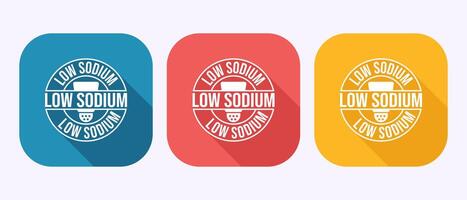 Low sodium icon design illustration, No salt sign in shadow button design vector