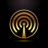 Wifi icon, internet connection icon, wireless and wifi sign symbol in gold color style vector