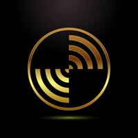 Wifi icon design illustration, internet connection icon, wireless and wifi sign in gold color style vector