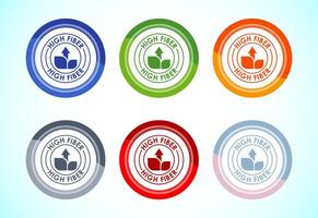 High fiber food icon design. High fiber badge label 6 color button design set vector